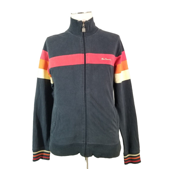 Ben Sherman track jacket sweater women's large Blue retro cotton preppy - Picture 1 of 16